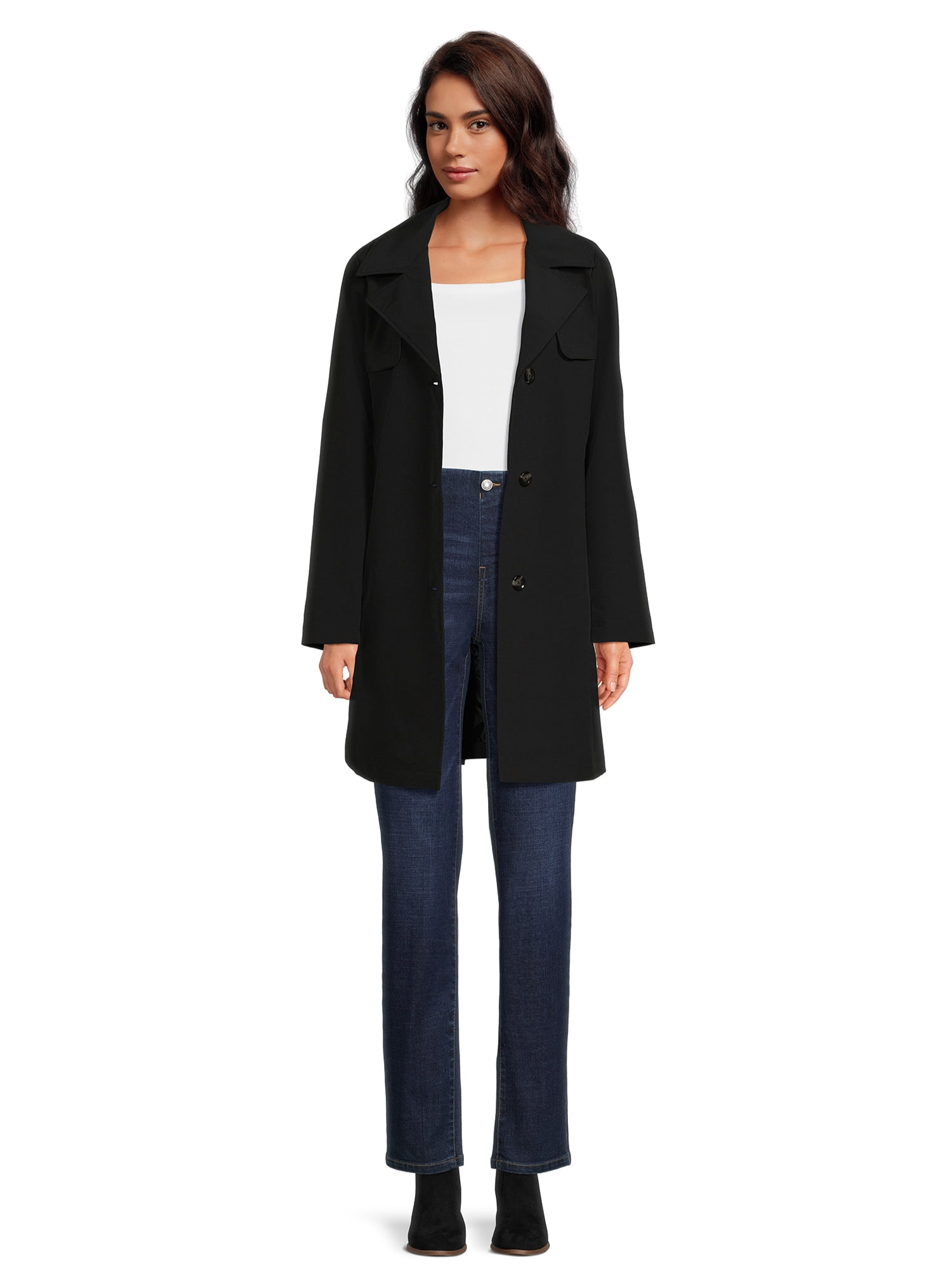 Time and Tru Women's Belted Trench Coat, Sizes XS-3X