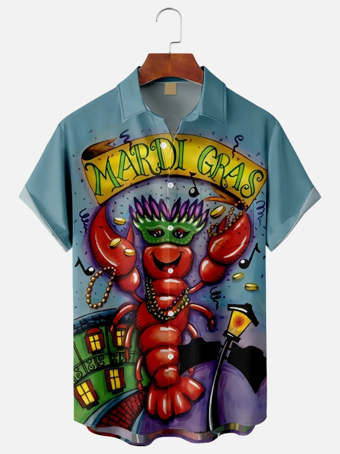 Men Shirt Hawaiian Shirt Regular Fit Casual Short Sleeve Novelty Button