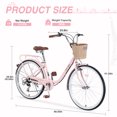 thumbnail image 4 of 【LuckyNote】7 Speed City Bike for Women Steel Frame Included Basket Shimano Shifting Dual Brakes (Multi-Color), 4 of 5