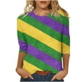 thumbnail image 2 of Mardi Gras Tee Shirts for Women Graphic Funny Graphic Tee Carnival Crew Neck 3/4 Sleeve Shirt New-Orleans Party Fat-Tuesday Tops Festival Outfits 2026, 2 of 6