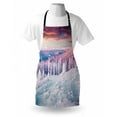 thumbnail image 3 of Winter Apron European Snowy Mountains Pine Forest with Sky Colors Overcast Windy Fresh Image, Unisex Kitchen Bib Apron with Adjustable Neck for Cooking Baking Gardening, White Pink, by Ambesonne, 3 of 3
