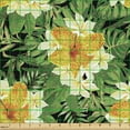 thumbnail image 2 of Ambesonne Boho Floral Fabric by the Yard Upholstery, Monstera Flowers Print, 10 Yards, Pastel Yellow and Olive Green, 2 of 5