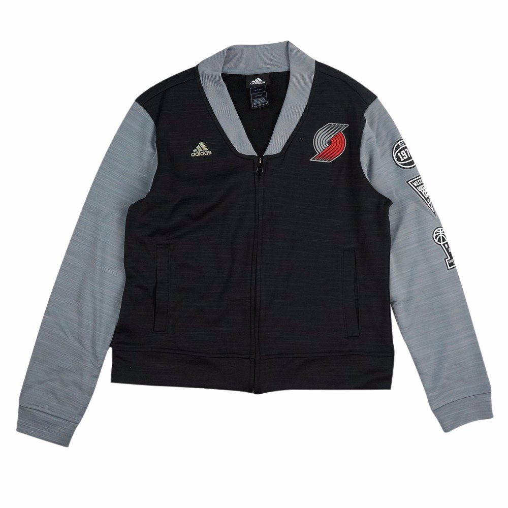 Portland Trail Blazers NBA Adidas Black On-Court Full Zip Track Jacket w Patches Jacket For Women by Adidas