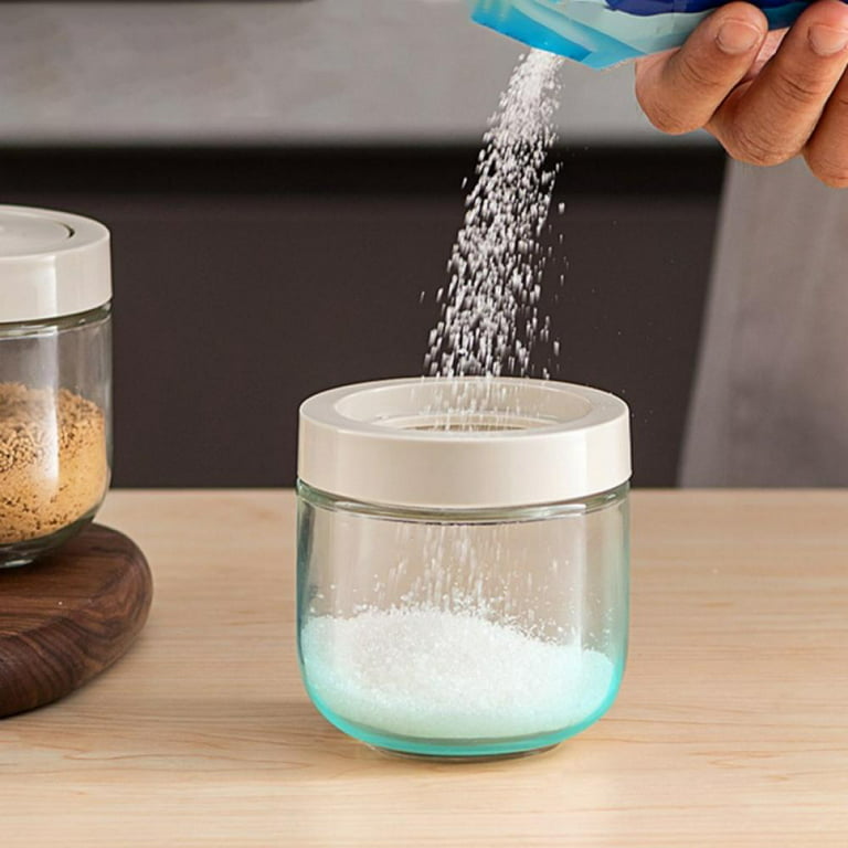 1pcs Glass Seasoning Jar Clear Spice Condiment Salt Cruet with Lid and  Spoon