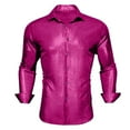 thumbnail image 3 of HXWCHs Men's formal Dress Shirt with Sequins Butofns and Glitter Lapel for Business Casual Work Party Attire L Hot Pink, 3 of 7