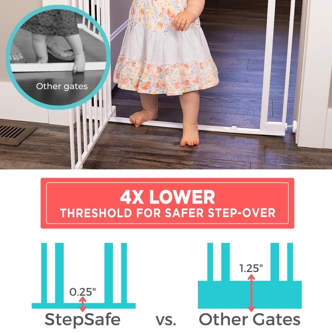 Toddleroo by North States StepSafe Auto-Close Gate for Toddlers and Babies, White
