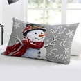 thumbnail image 5 of Gray Christmas Throw Pillow Covers, Snowflake Snowman Xmas Birds Berry Soft Breathable Pillow Cases with Invisible Zipper for Sleeping, Toddler Pillowcases for Couch Bed Sofa Chair 12x20 Inches, 5 of 6