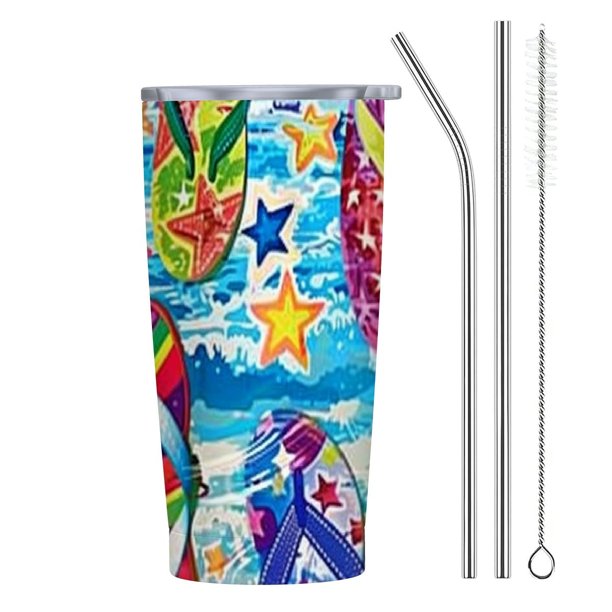 Vaso de verano con tapa y pajita, de acero inoxidable, con aislamiento, para café, taza de viaje para bebidas frías y calientes, vasos con aislamiento para coche, regalo de cumpleaños, fiesta,