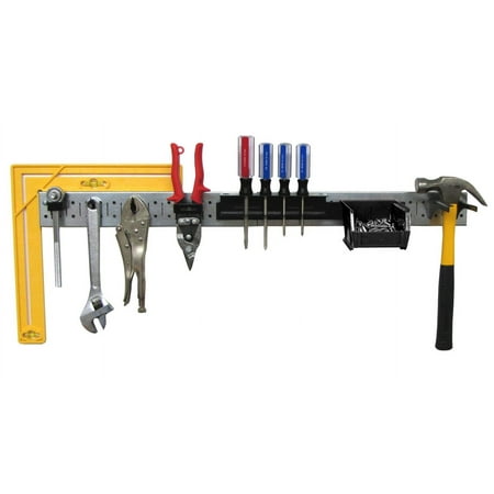 Tool Organizer Pegboard Strip Galvanized Metallic Pegboard Strip with Black Accessories