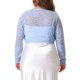 thumbnail image 3 of Cárdigan corto abierto de encaje floral transparente para mujer de tallas grandes Agnes Orinda, azul claro 4X, 3 of 6