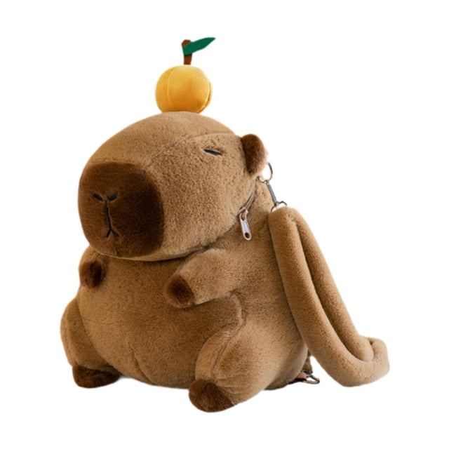 Mochila de viaje de capibara de peluche, ligera, para mujeres y niñas. Naranja
