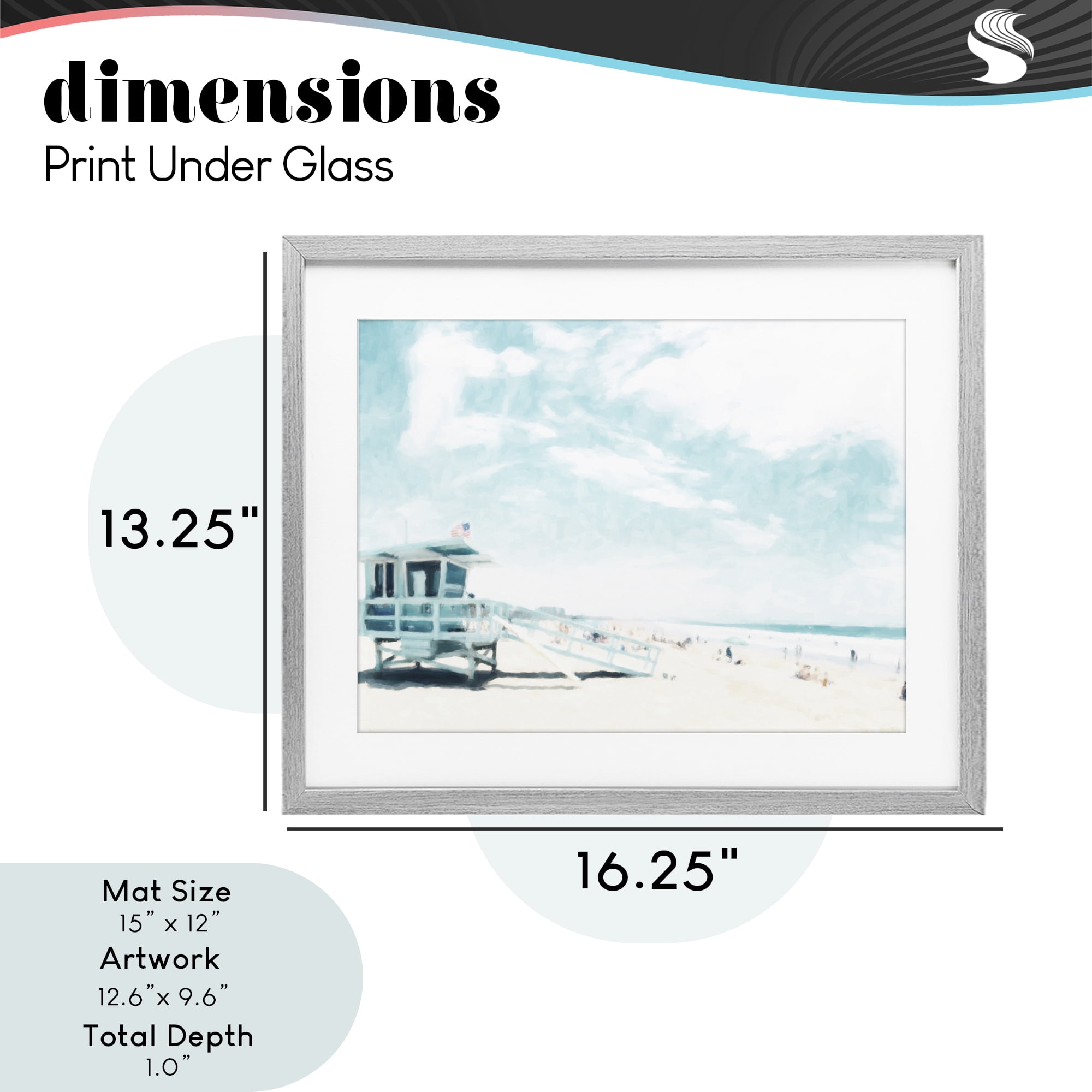 Stupell Industries Blue Beach Station Gray Framed Print Under Glass, design by Kim Curinga