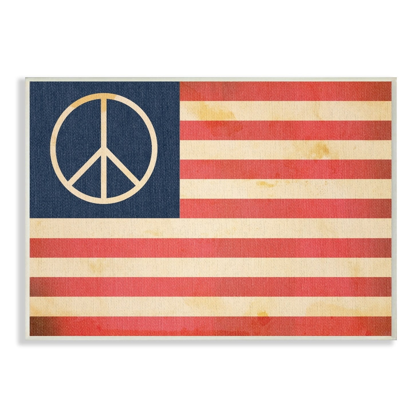 The Stupell Home Decor Collection Peace American Flag Wall Plaque Art, 10 x 0.5 x 15