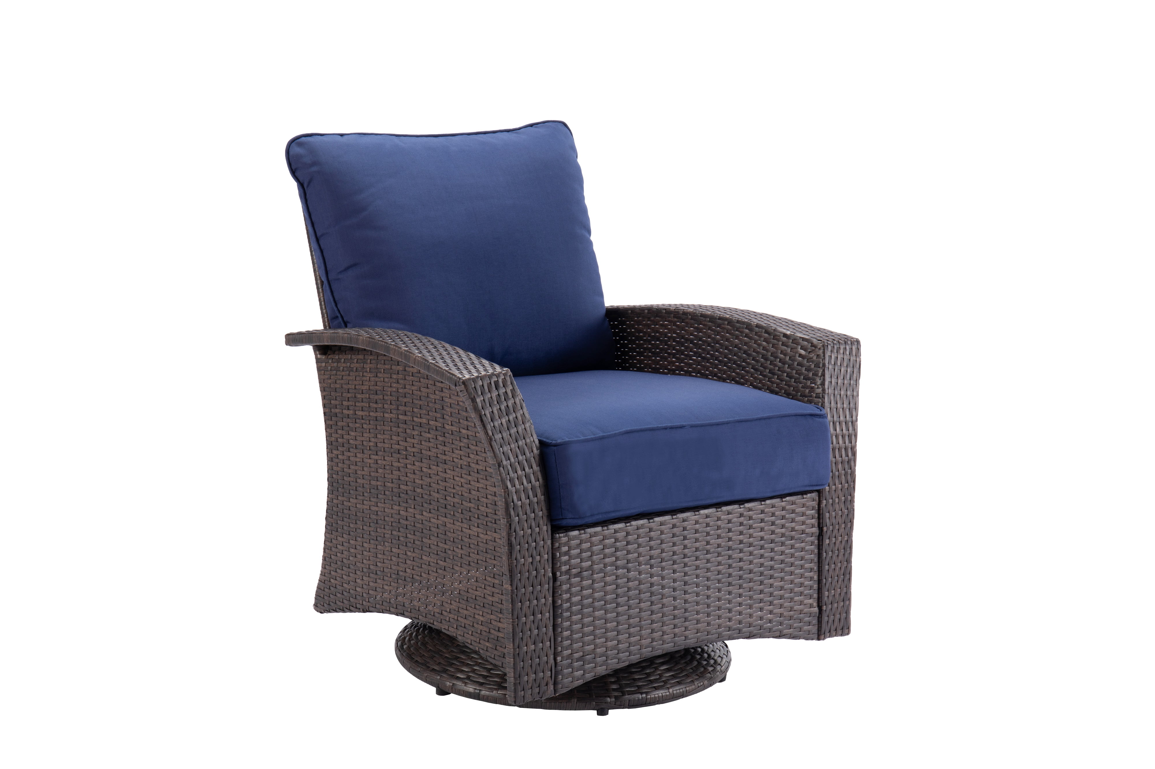 Williamsport 4pcs deep seating set Dark Blue with furniture cover, swivel chair