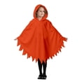 thumbnail image 3 of Yuncity Kids Halloween Cape Ghost Print Hooded Sleeveless Cloak Cozy Lightweight Fall Winter Poncho Holiday Party Stage Performance Orange, 3 of 7