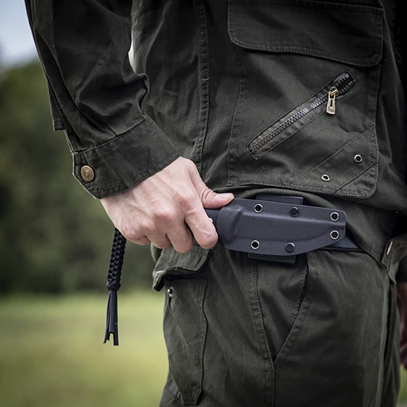 CIVIVI 4.07 in Drop-Point D2 Blade Tactical Knives, with Black Lanyard C19046-4