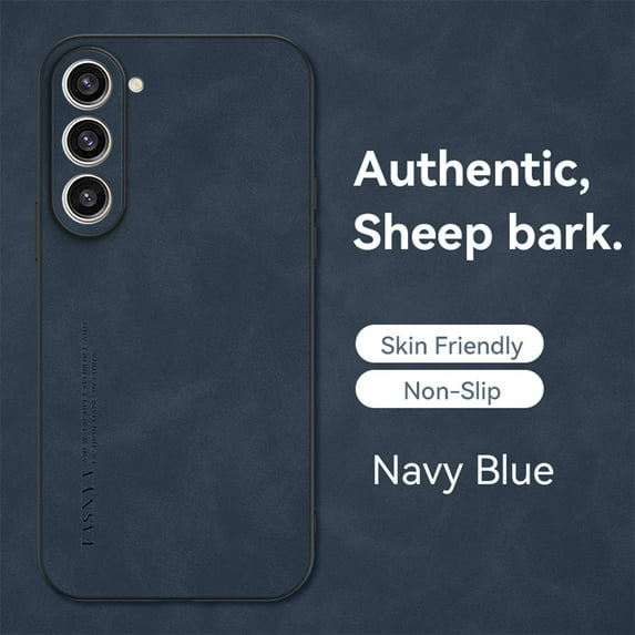 ELEHOLD Leather Case for Samsung Galaxy S23 Plus 6.6",Luxury Sheepskin Comfortable Grip All-inclusive Lens Protection Soft Edge Shockproof Slim Case for Samsung S23+,Navyblue