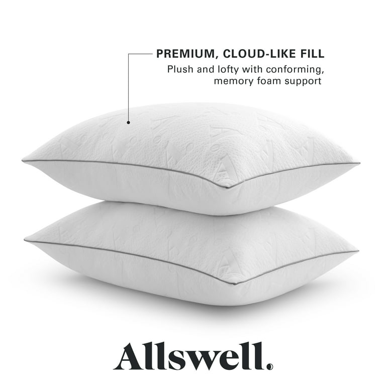 Allswell Ultimate Comfort Gel Memory Foam Bed Pillow, King, 2 Pack