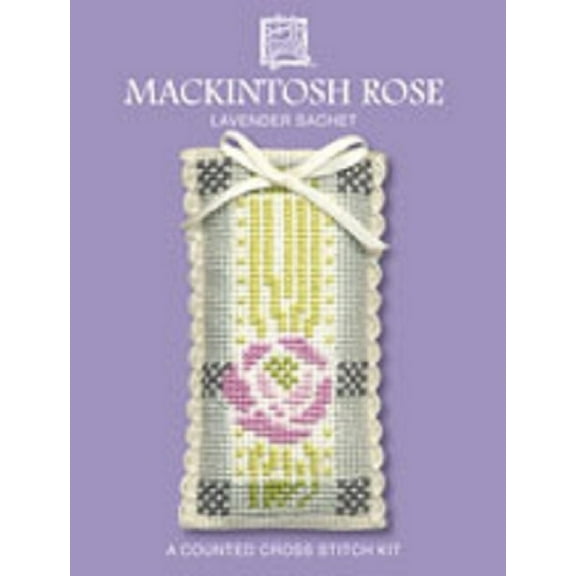 Textile Heritage Lavender Sachet Counted Cross Stitch Kit - MacIntosh Rose