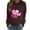Brown, variant on Pink Ribbon Women Fashion Casual Print Round Neck Loose Long Sleeve T-shirt Tops Blouse