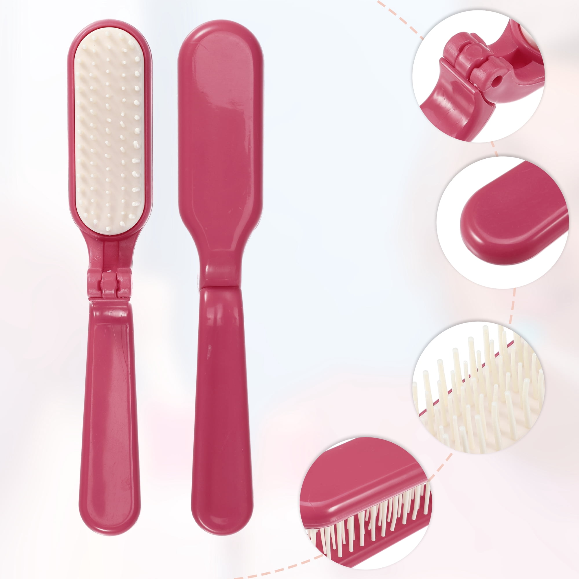 Unique Bargains 1Pc Women's Foldable Hair Brush for Curly Straight Thin Dry Wet Hair Red