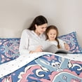 thumbnail image 4 of jejeloiu Boho Mandala Queen Comforter Set For Men Women,Geometric Pattern Comforter Sets Queen,Blue Pink White,Reversible,3-Piece,1 Comforter and 2 Pillowcases, 4 of 7