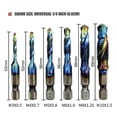 thumbnail image 3 of Metric Tap and Drill Bit Set Combination HSS Blue Coating Twist Drill Tap Combination Bit Set 6PCS with 1/4” Hex Shank Spiral Flute, 3 of 7