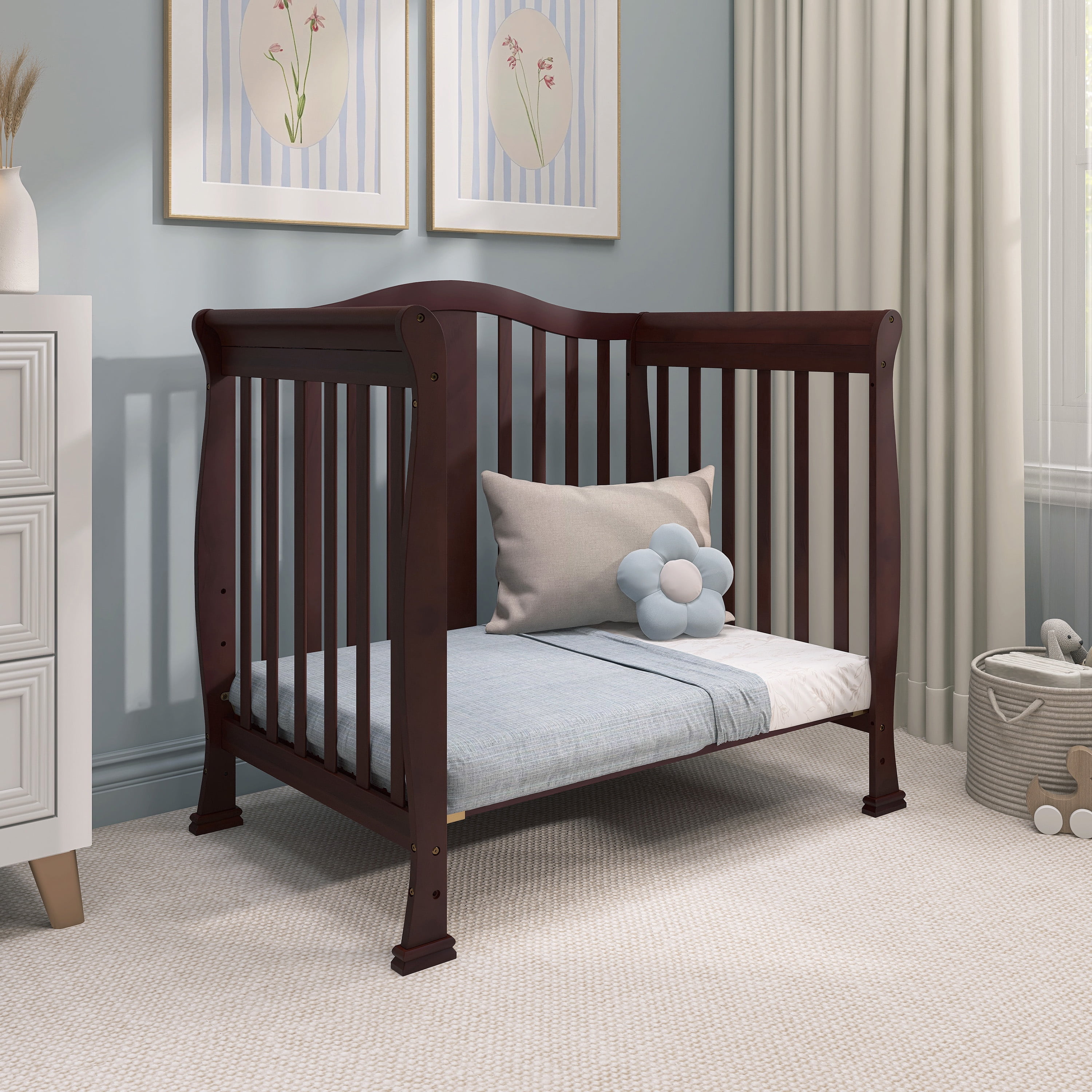 Dream On Me Naples 4-in-1 Convertible Mini Crib, Espresso