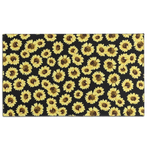 Black Sunflower Pattern Door Rugs,Washable Non Slip Door Mats Indoor,Decorative Door Mats,Entry Mat Indoor for Entrance,Bedroom,Kitchen,Bathroom,17"x30"