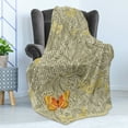 thumbnail image 4 of Paisley Soft Flannel Fleece Blanket, Vintage Inspired Grungy Design Botanical Leafy Motif with Orange Toned Butterfly, Cozy Plush for Indoor and Outdoor Use, 60" x 80", Yellow Orange, by Ambesonne, 4 of 5