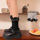 thumbnail image 3 of 1 Pair Women Ruffle Socks Girl Lace Topped Ankle Socks Frilly Socks with Bowties Cotton Socks Princess Style Dress Socks White, 3 of 4