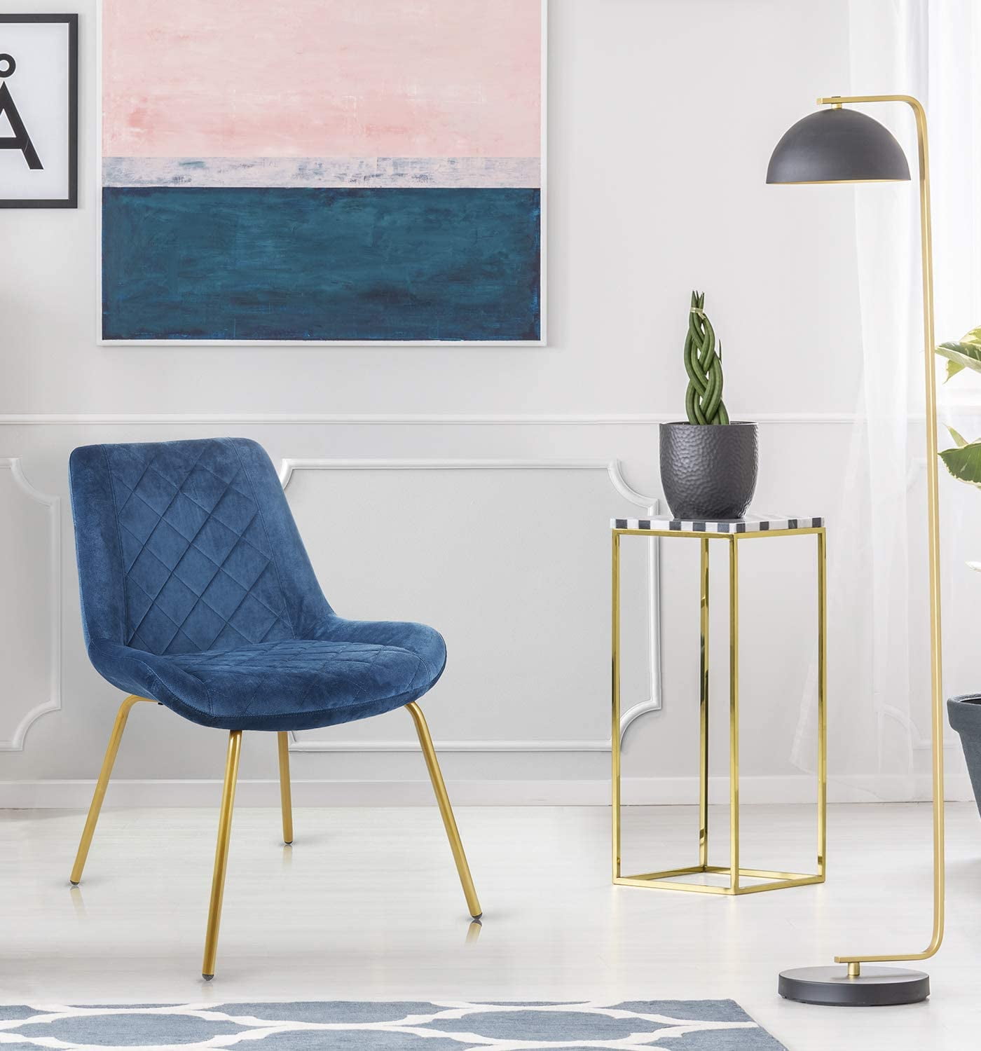 Details about   Artos Modern Dining Room Velvet Chair Metal Leg Wide Seat Cushion Home Kitchen 
