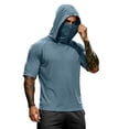 thumbnail image 2 of Mens Sun Protection Hoodie UPF 50+ Short Sleeve Sun Shirts Lightweight Quick Dry Rash Guard with Mask Fishing Shirts, L, 2 of 10