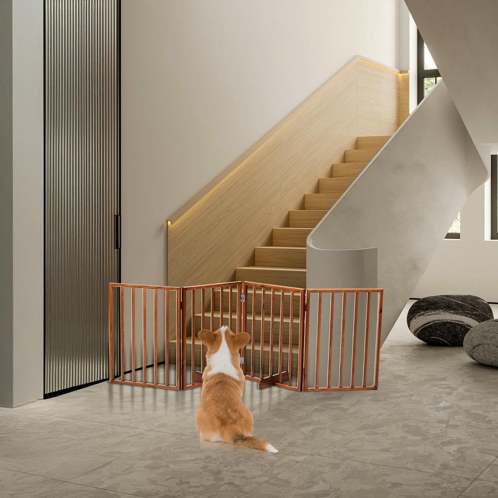 YYAo Dog Gate, Pet Gate Indoor Dog Fences,The Wooden Dog Fence Brown