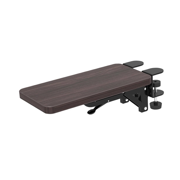 Reposabrazos de ordenador para reposabrazos de escritorio, reposamuñecas de madera, soporte para alfombrilla de ratón, placa de extensión, soporte marron oscuro
