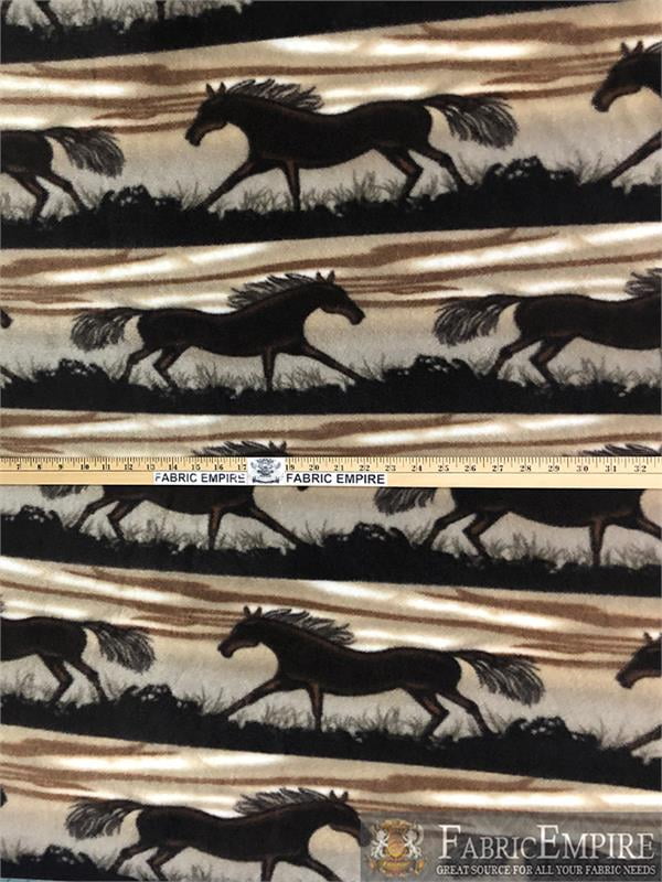 Fleece Printed Antipill Winter Fabric WILD HORSES / 58" Wide / Sold by