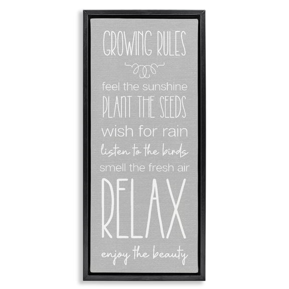 Stupell Industries French Country Rustic Gardening Rules Black Floating Frame Canvas Art, 11 x 25, by Lil' Rue