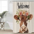 thumbnail image 2 of Extra Long Shower Curtain 72x96 Inch, Cow Flower Garland Shower Curtain Waterproof Bathroom Decor Farm Animal Cottagecore Blooms Floral Fabric Bath Curtain Set Accessories with Hooks, 2 of 6