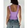 thumbnail image 3 of Women’s Summer Ruffled Camisole Solid Color Sleeveless Top with Side Slit Casual Lightweight Tank, 3 of 7