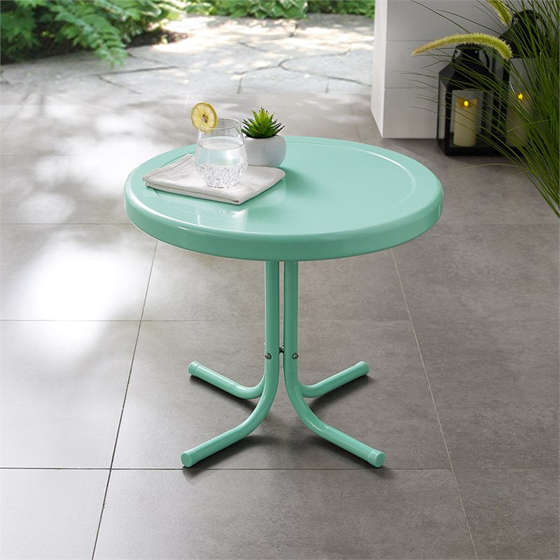 Crosley Furniture Retro Metal Side Table In Aqua Crosley Furniture Retro Metal Side