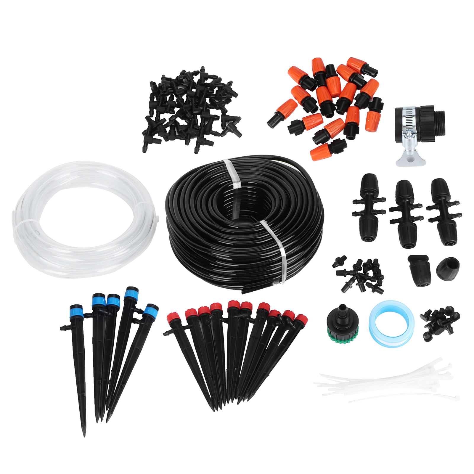 Rupoun 131.2 ft / 40m Drip Irrigation Kit Automatic Plant Watering System with Misters, Sprinklers, and Adjustable Flow Nozzles for DIY Garden and Greenhouse