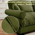 thumbnail image 5 of 93.7" Modular Sectional Sofa, 2-Seater Velvet Couch, Deep Seat Cloud Sofa with Bolster Armrests & Pillows, Modern Upholstered Sofa for Living Room, Apartment, Olive Green, 5 of 9