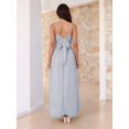 thumbnail image 6 of Women'S Spaghetti Strap V Neck Lace Up Bodycon Solid Nightclub Party Casual Dress Blue S, 6 of 7