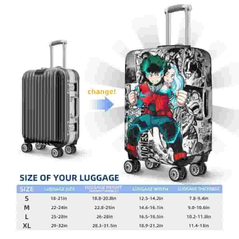 My Hero Academia Izuku Midoriya Travel Luggage Cover, Colorful My Hero Academia Izuku Midoriya Travel Luggage Cover, Colorful