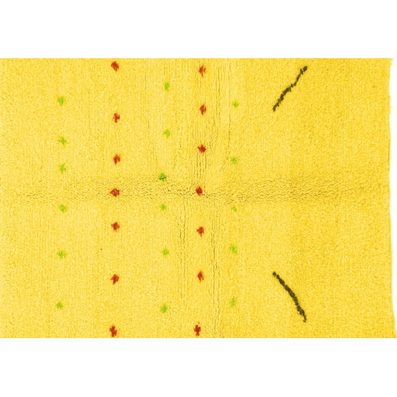 Ahgly Company Indoor Rectangle Solid Yellow Modern Area Rugs, 6' x 9'