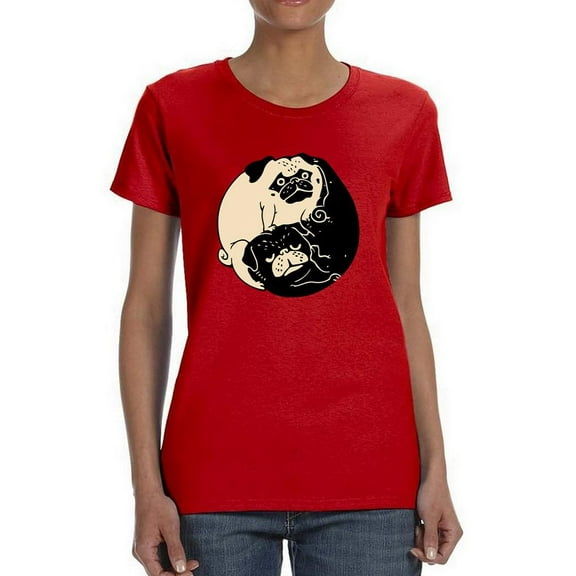Ying Ang Yang Pugs T-Shirt Women -Smartprints Designs, Female x-Large