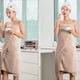 thumbnail image 5 of Toalla de secado rápido para fitness, toallas absorbentes de terciopelo coral de microfibra con detalles de seda de lujo para baño, ducha, deportes, yoga, paquete de 2 beige, 5 of 5
