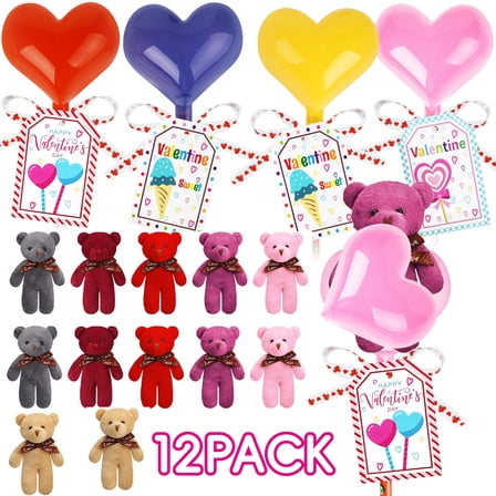 Valentine's Day Heart Bear Gift Set (12-Pack)