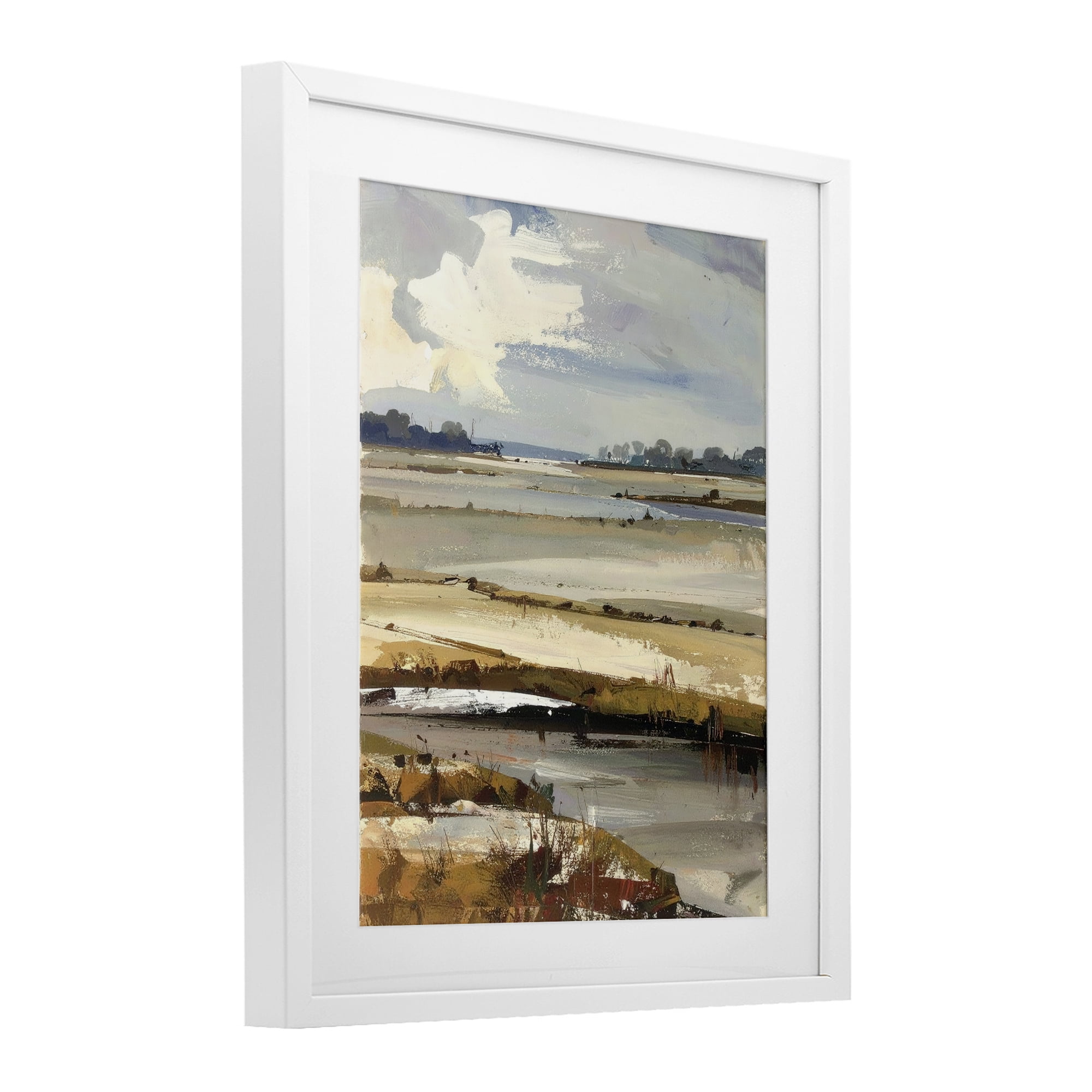 Stupell Industries Earthy Distant Horizon White Framed Print Under Glass, design by Alonza Saunders