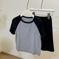 thumbnail image 2 of Baby Boy Outfits Summer New Children'S Thin Short Sleeved Round Neck T Shirt Solid Color Shorts Fashion Casual Home Suit Outfit Set 5 Years-6 Years, 2 of 4